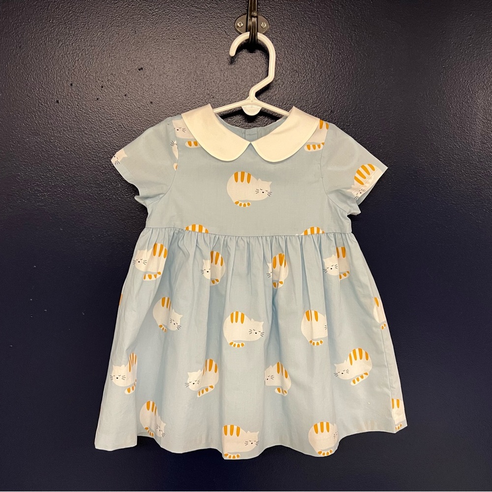 Jacadi Paris toddler dress, 24 months, blue with cats